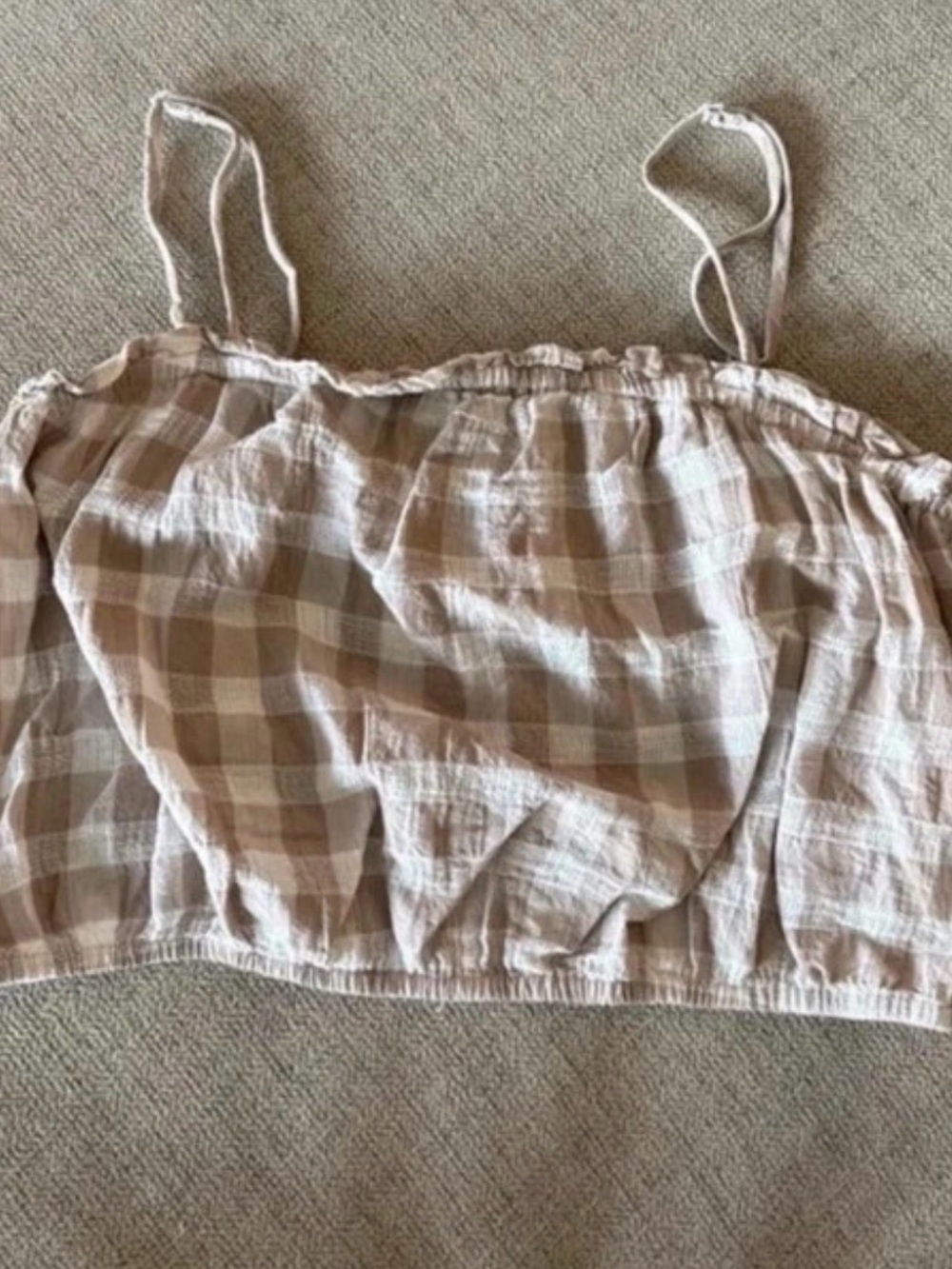 Soft Gingham Women’s Bralette Tank Top - Beige